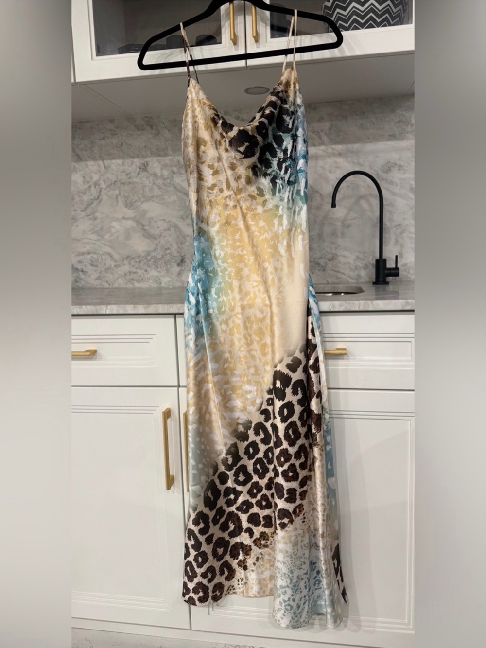 GUESS Animal Print Satin Midi Dress — NWT | Size L
